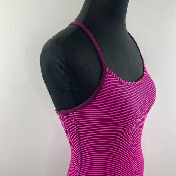 LULULEMON Power Y Tank Top Shelf Bra Hyper Stripe Raspberry Glo Plum 4 6 RARE - Picture 4 of 6